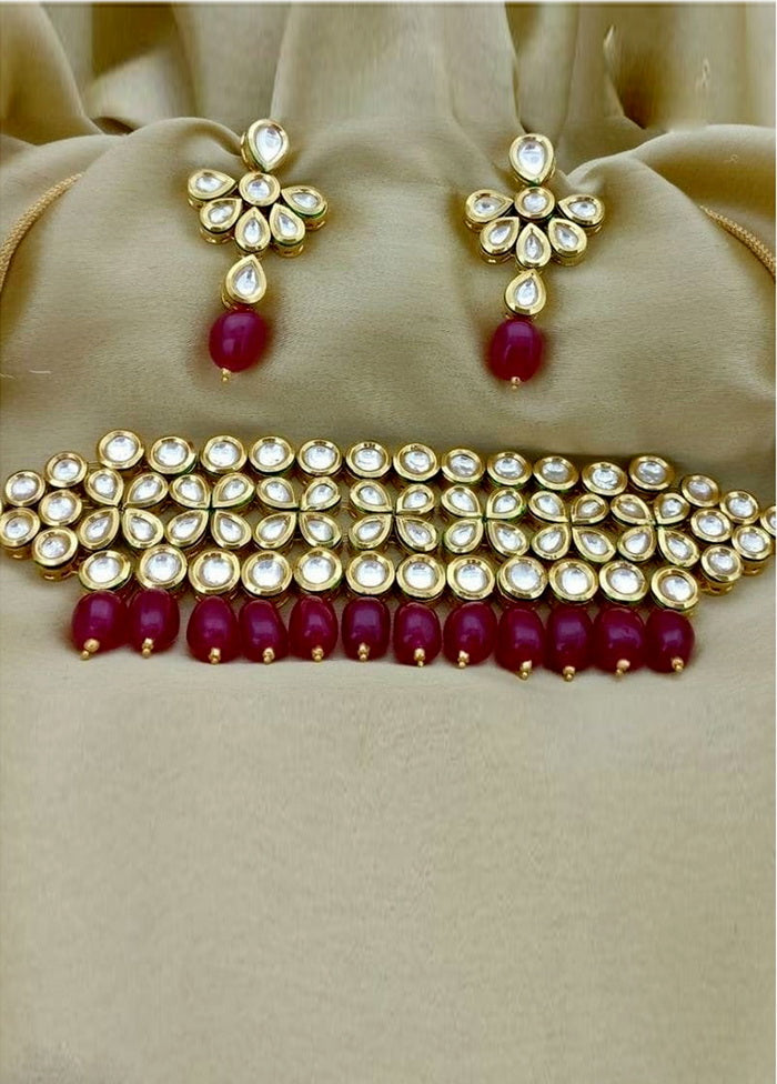 Hand Crafted Base Metal Alloy Gold Plated Kundan Stone Studded Jewellery Sets - Indian Silk House Agencies