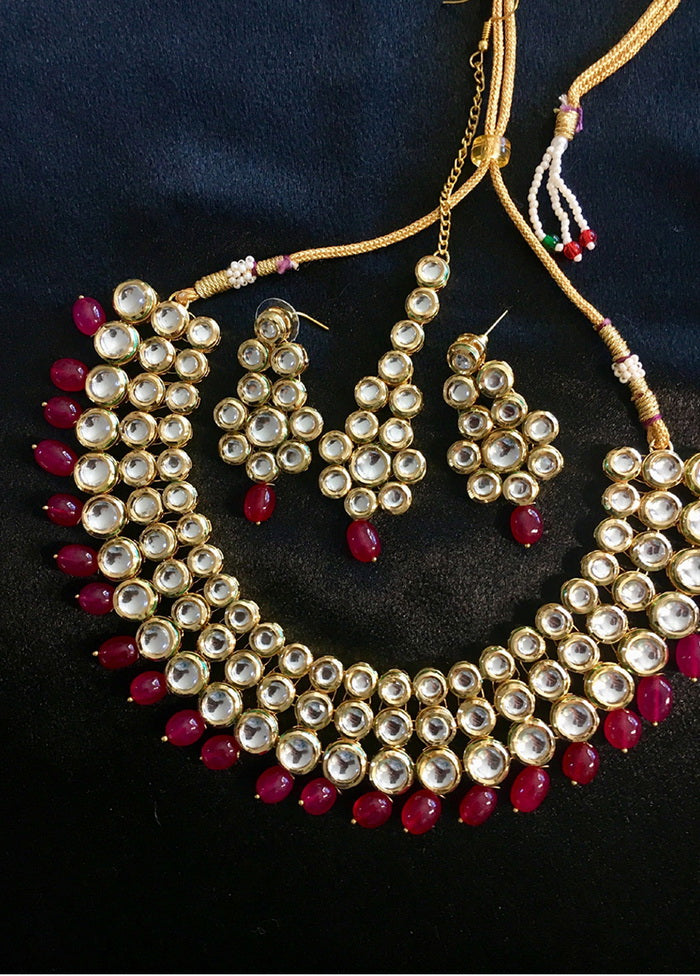 Hand Crafted Base Metal Alloy Gold Plated Kundan Stone Studded Jewellery Sets - Indian Silk House Agencies