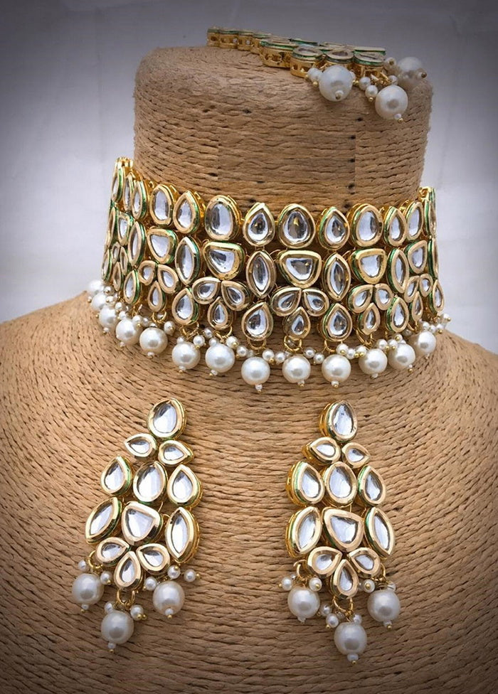 Hand Crafted Base Metal Alloy Gold Plated Kundan Stone Studded Jewellery Sets - Indian Silk House Agencies