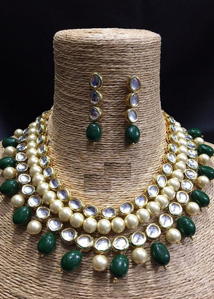 Hand Crafted Base Metal Alloy Gold Plated Kundan Stone Studded Jewellery Sets - Indian Silk House Agencies