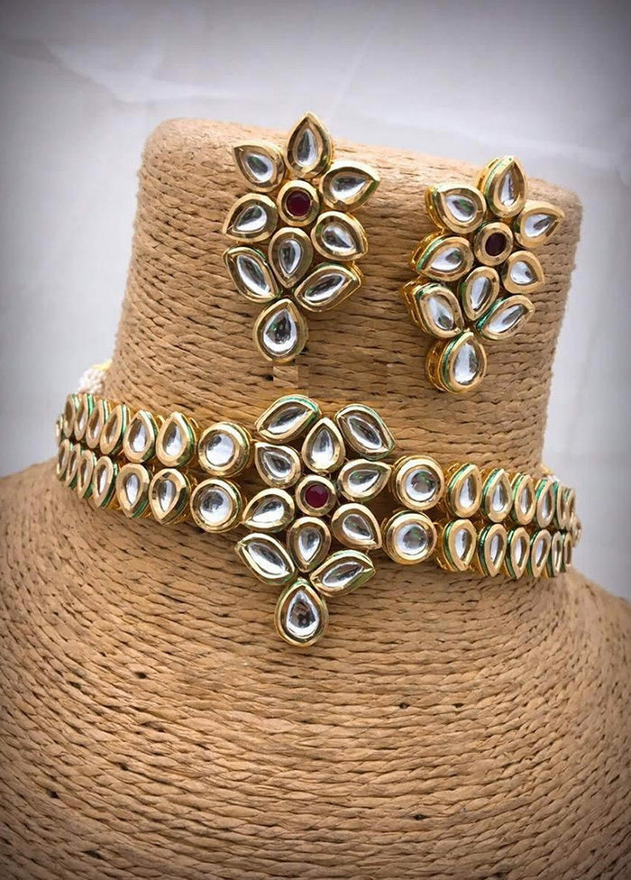Hand Crafted Base Metal Alloy Gold Plated Kundan Stone Studded Jewellery Sets - Indian Silk House Agencies