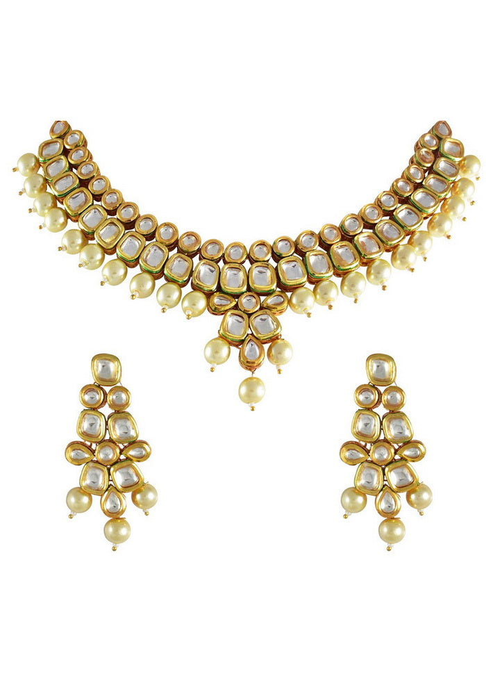 Hand Crafted Base Metal Alloy Gold Plated Kundan Stone Studded Jewellery Sets - Indian Silk House Agencies