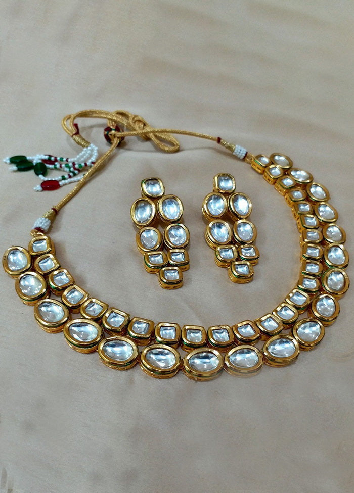 Hand Crafted Base Metal Alloy Gold Plated Kundan Stone Studded Jewellery Sets - Indian Silk House Agencies