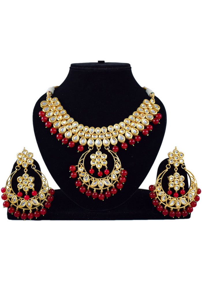 Hand Crafted Base Metal Alloy Gold Plated Kundan Stone Studded Jewellery Sets - Indian Silk House Agencies