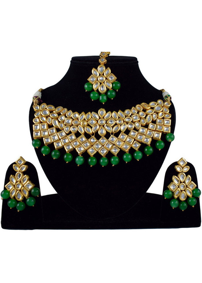 Hand Crafted Base Metal Alloy Gold Plated Kundan Stone Studded Jewellery Sets - Indian Silk House Agencies