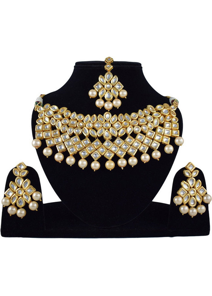 Hand Crafted Base Metal Alloy Gold Plated Kundan Stone Studded Jewellery Sets - Indian Silk House Agencies