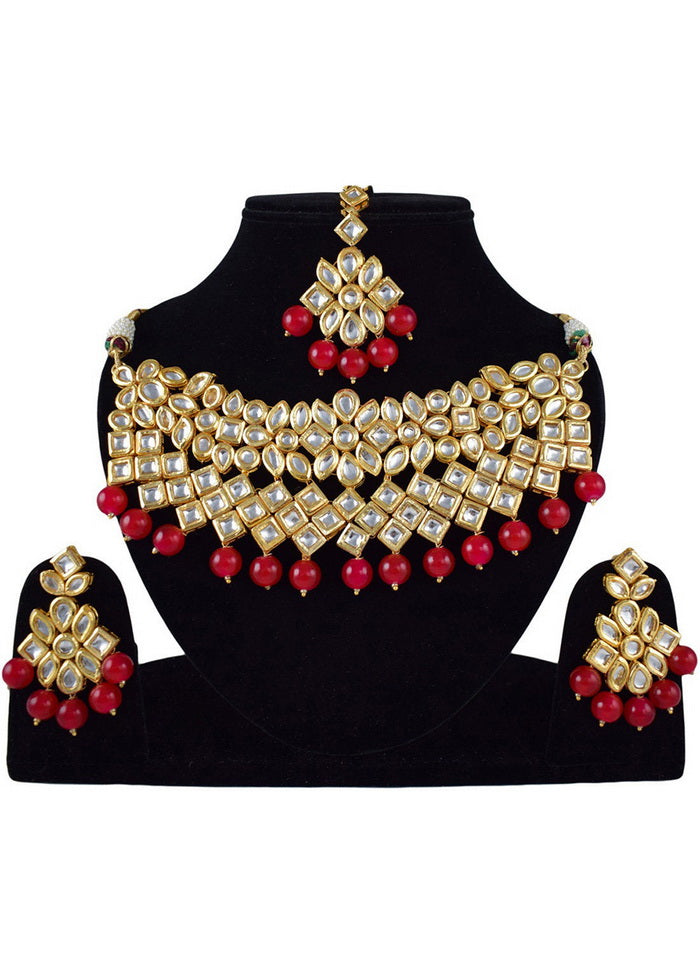 Hand Crafted Base Metal Alloy Gold Plated Kundan Stone Studded Jewellery Sets - Indian Silk House Agencies
