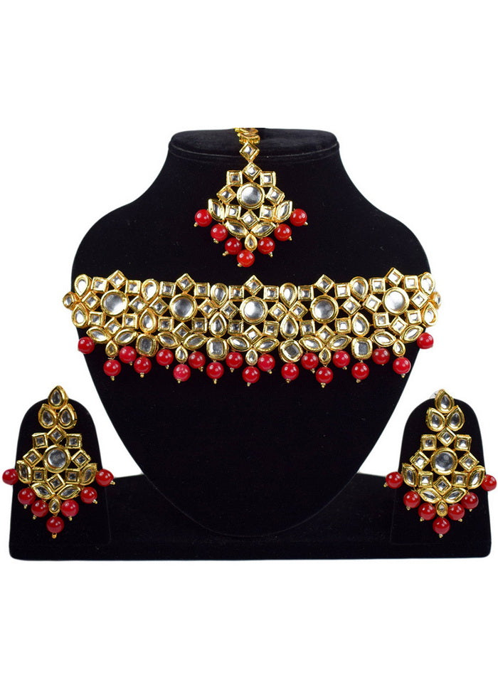 Hand Crafted Base Metal Alloy Gold Plated Kundan Stone Studded Jewellery Sets - Indian Silk House Agencies
