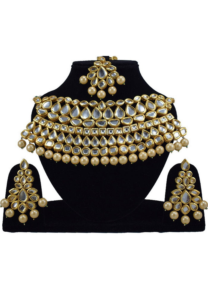 Hand Crafted Base Metal Alloy Gold Plated Kundan Stone Studded Jewellery Sets - Indian Silk House Agencies