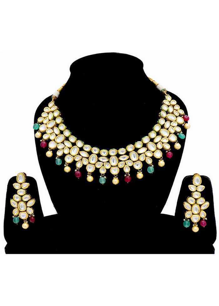 Hand Crafted Base Metal Alloy Gold Plated Kundan Stone Studded Jewellery Sets - Indian Silk House Agencies