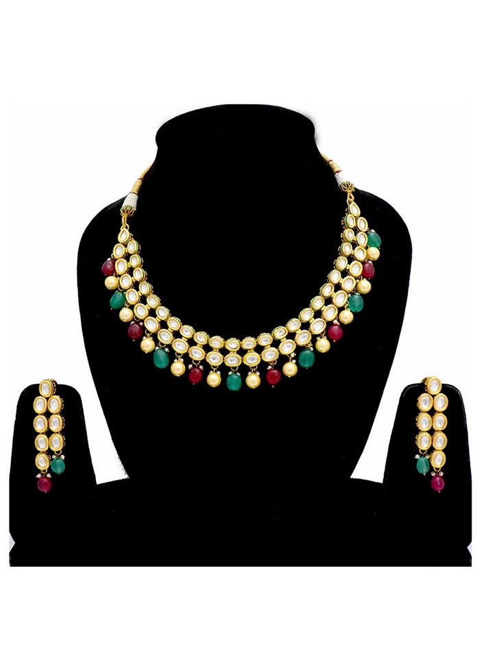 Hand Crafted Base Metal Alloy Gold Plated Kundan Stone Studded Jewellery Sets - Indian Silk House Agencies