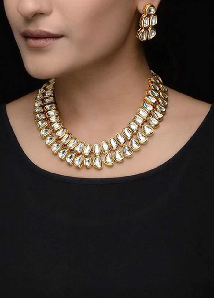 Hand Crafted Base Metal Alloy Gold Plated Kundan Stone Studded Jewellery Sets - Indian Silk House Agencies