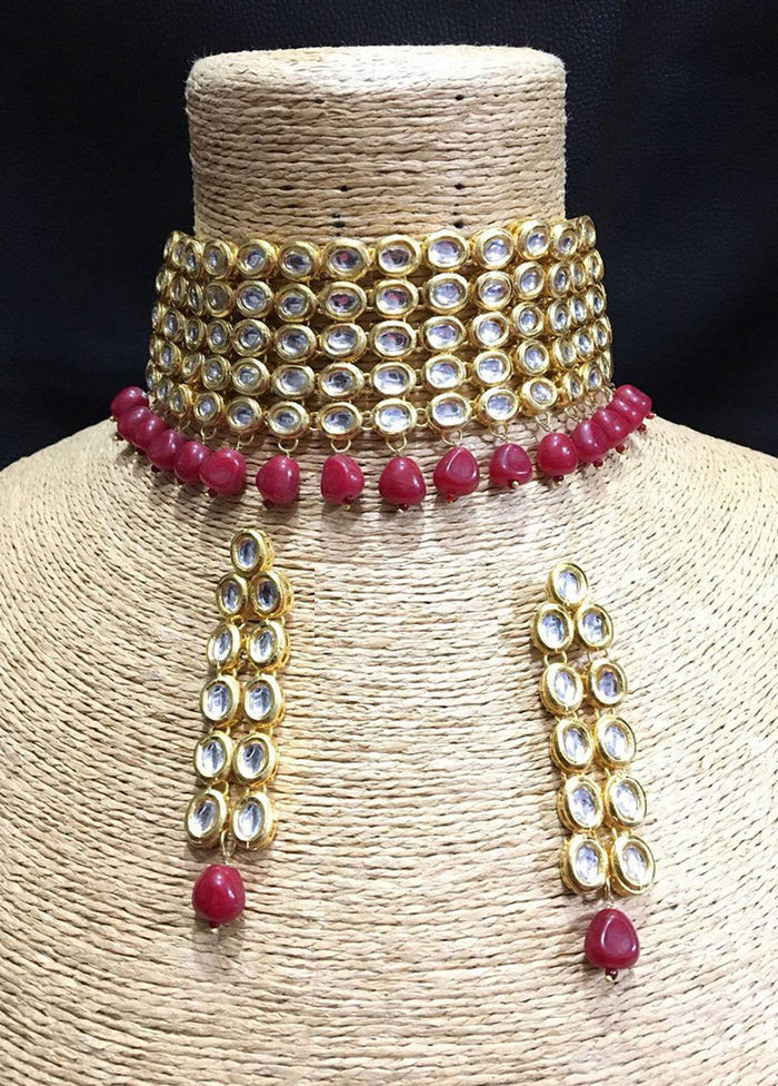 Hand Crafted Base Metal Alloy Gold Plated Kundan Stone Studded Jewellery Sets - Indian Silk House Agencies