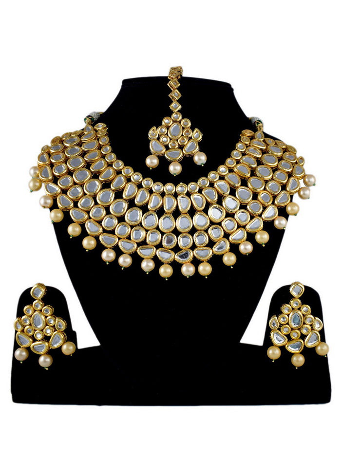 Hand Crafted Base Metal Alloy Gold Plated Kundan Stone Studded Jewellery Sets - Indian Silk House Agencies
