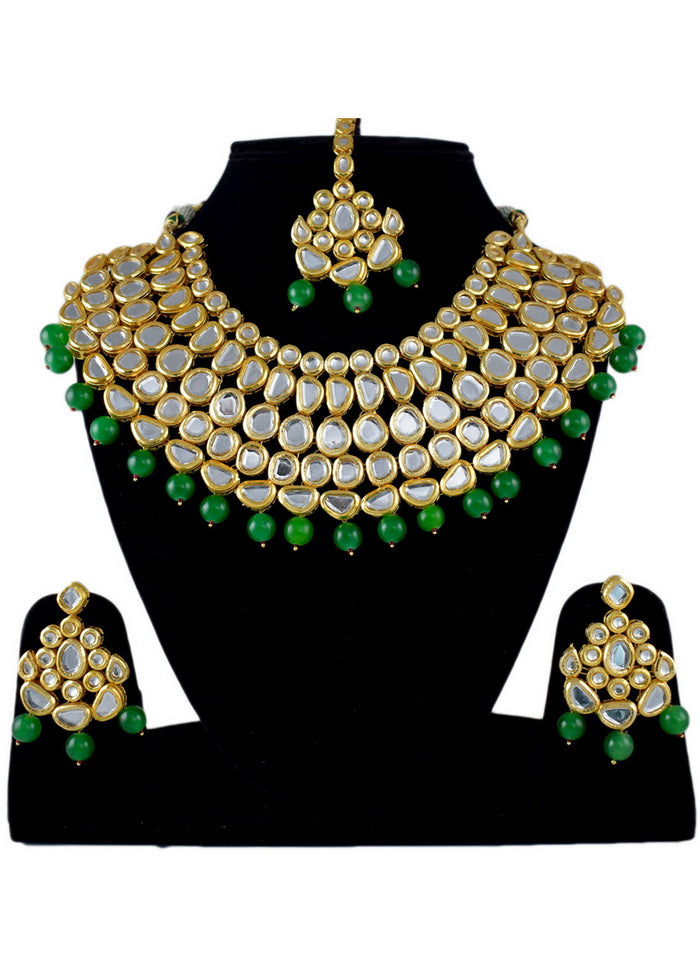 Hand Crafted Base Metal Alloy Gold Plated Kundan Stone Studded Jewellery Sets - Indian Silk House Agencies