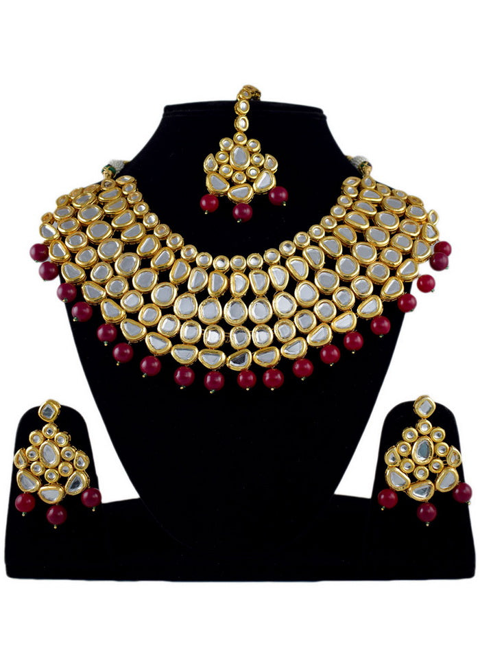 Hand Crafted Base Metal Alloy Gold Plated Kundan Stone Studded Jewellery Sets - Indian Silk House Agencies