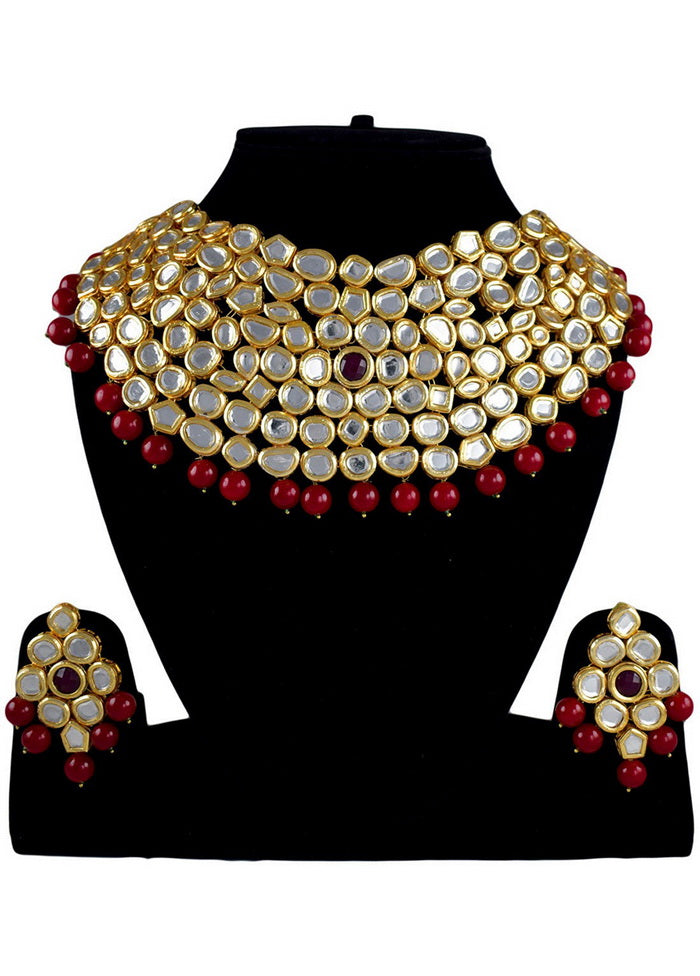 Hand Crafted Base Metal Alloy Gold Plated Kundan Stone Studded Jewellery Sets - Indian Silk House Agencies