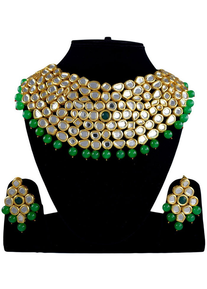 Hand Crafted Base Metal Alloy Gold Plated Kundan Stone Studded Jewellery Sets - Indian Silk House Agencies