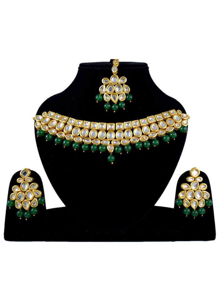 Hand Crafted Base Metal Alloy Gold Plated Kundan Stone Studded Jewellery Sets - Indian Silk House Agencies