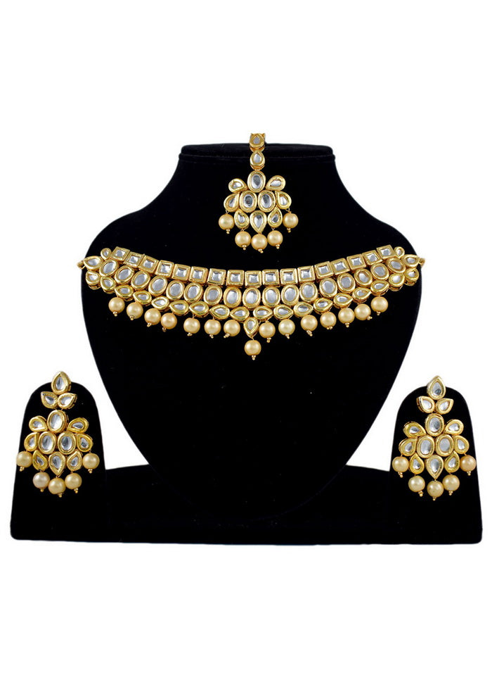 Hand Crafted Base Metal Alloy Gold Plated Kundan Stone Studded Jewellery Sets - Indian Silk House Agencies