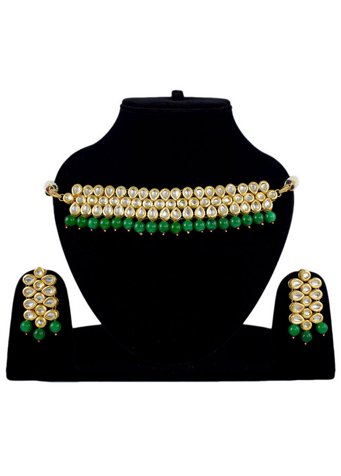 Hand Crafted Base Metal Alloy Gold Plated Kundan Stone Studded Jewellery Sets - Indian Silk House Agencies