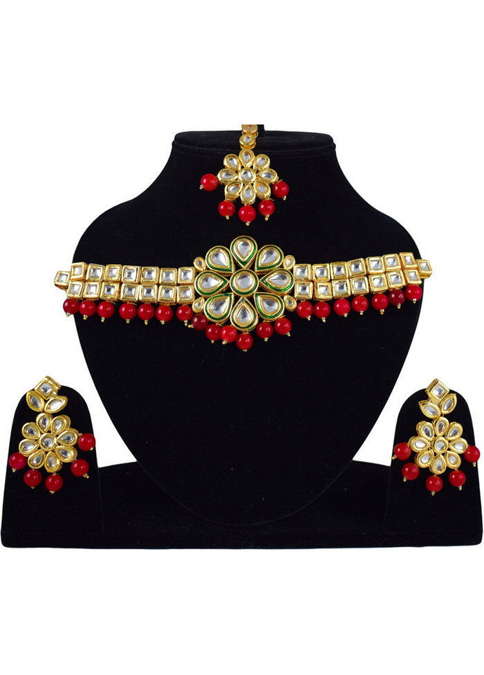 Hand Crafted Base Metal Alloy Gold Plated Kundan Stone Studded Jewellery Sets - Indian Silk House Agencies