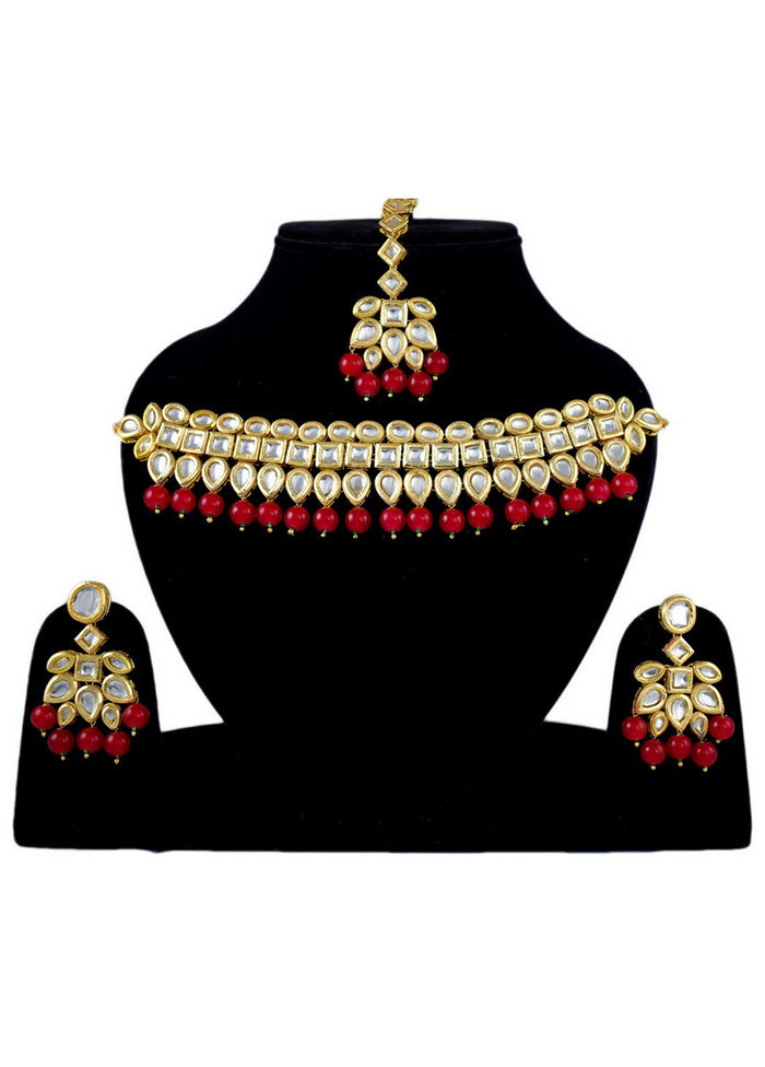 Hand Crafted Base Metal Alloy Gold Plated Kundan Stone Studded Jewellery Sets - Indian Silk House Agencies