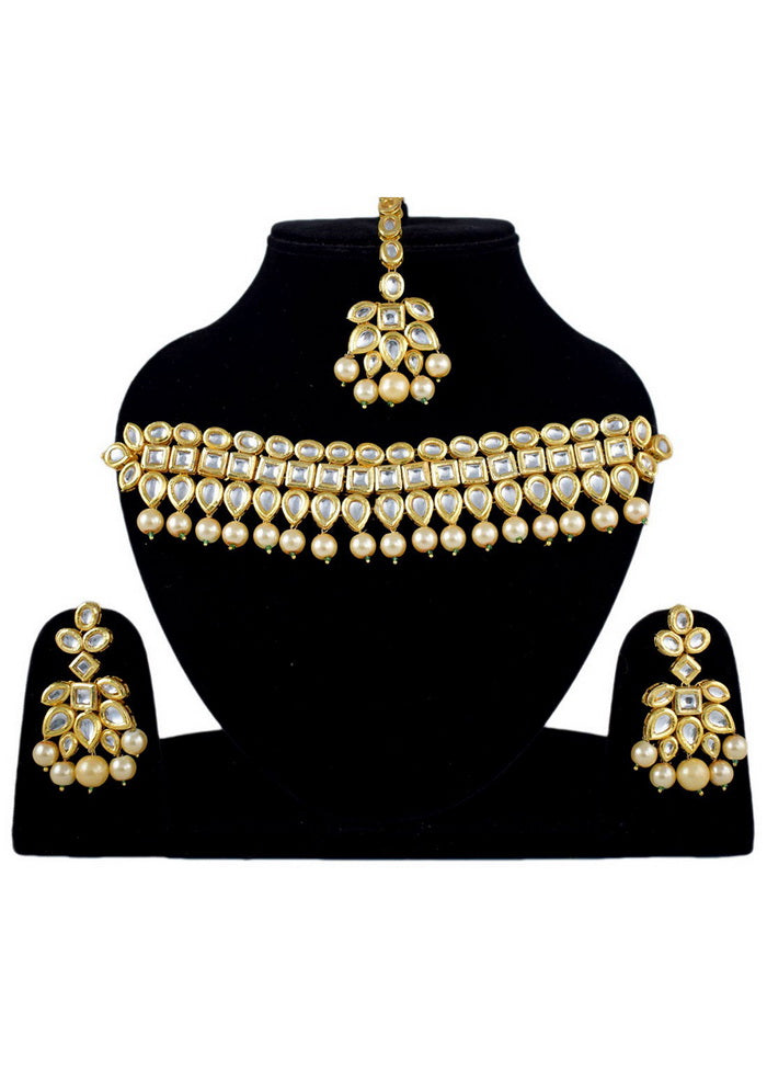 Hand Crafted Base Metal Alloy Gold Plated Kundan Stone Studded Jewellery Sets - Indian Silk House Agencies