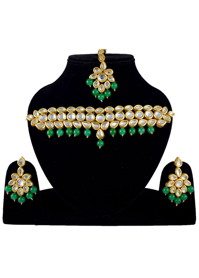 Hand Crafted Base Metal Alloy Gold Plated Kundan Stone Studded Jewellery Sets - Indian Silk House Agencies