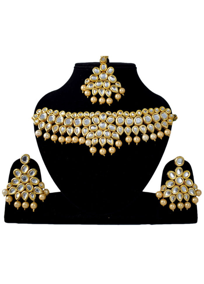 Hand Crafted Base Metal Alloy Gold Plated Kundan Stone Studded Jewellery Sets - Indian Silk House Agencies