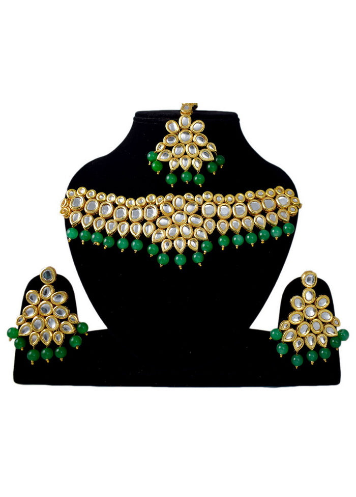 Hand Crafted Base Metal Alloy Gold Plated Kundan Stone Studded Jewellery Sets - Indian Silk House Agencies