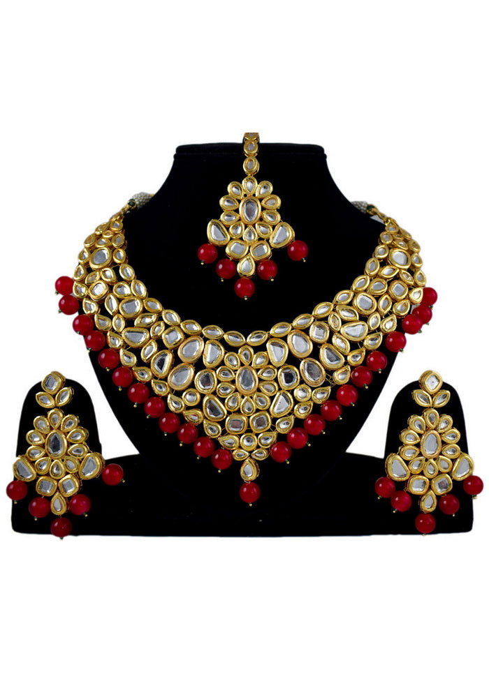 Hand Crafted Base Metal Alloy Gold Plated Kundan Stone Studded Jewellery Sets - Indian Silk House Agencies