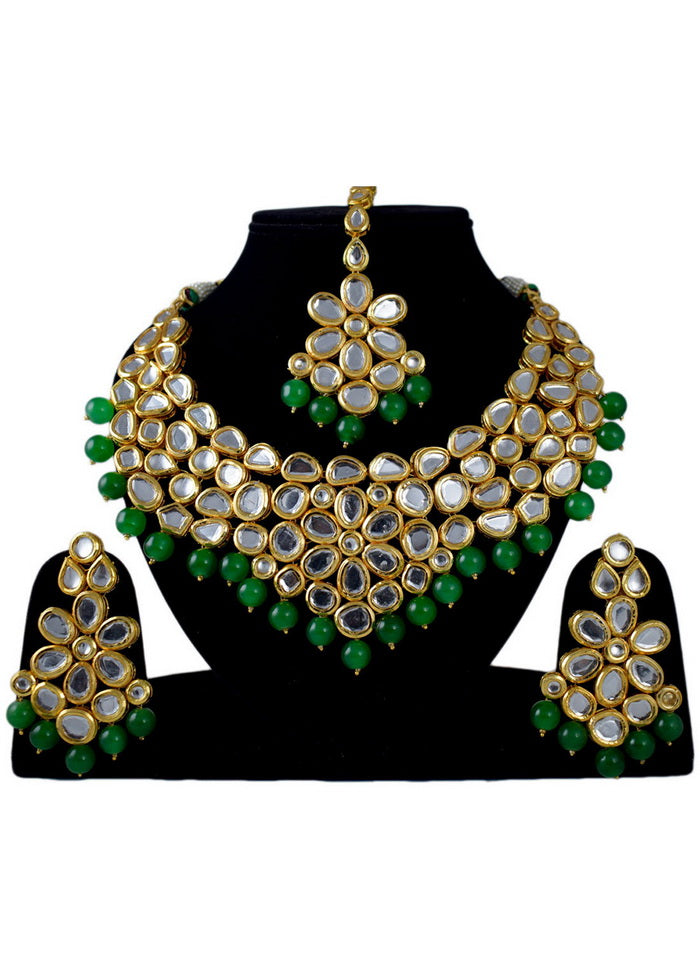 Hand Crafted Base Metal Alloy Gold Plated Kundan Stone Studded Jewellery Sets - Indian Silk House Agencies