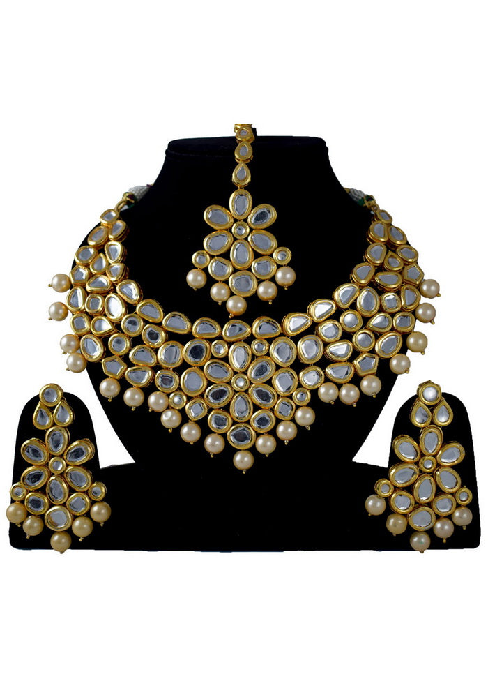 Hand Crafted Base Metal Alloy Gold Plated Kundan Stone Studded Jewellery Sets - Indian Silk House Agencies