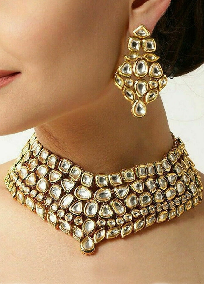 Hand Crafted Base Metal Alloy Gold Plated Kundan Stone Studded Jewellery Sets - Indian Silk House Agencies