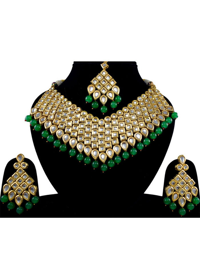 Hand Crafted Base Metal Alloy Gold Plated Kundan Stone Studded Jewellery Sets - Indian Silk House Agencies
