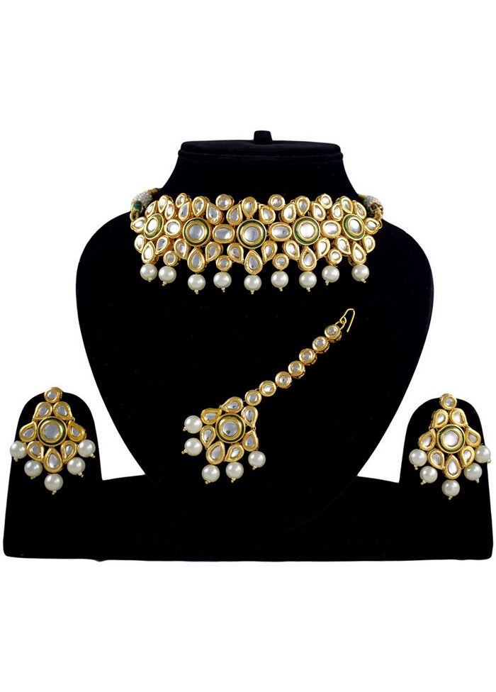 Hand Crafted Base Metal Alloy Gold Plated Kundan Stone Studded Jewellery Sets - Indian Silk House Agencies