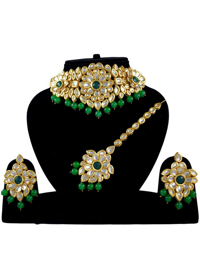 Hand Crafted Base Metal Alloy Gold Plated Kundan Stone Studded Jewellery Sets - Indian Silk House Agencies