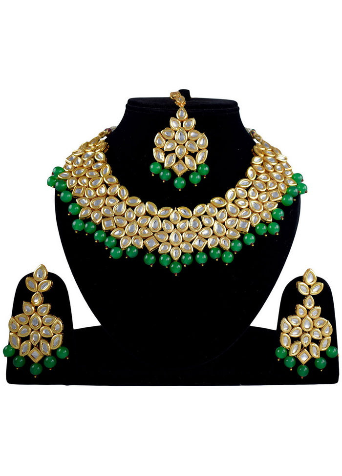 Hand Crafted Base Metal Alloy Gold Plated Kundan Stone Studded Jewellery Sets - Indian Silk House Agencies