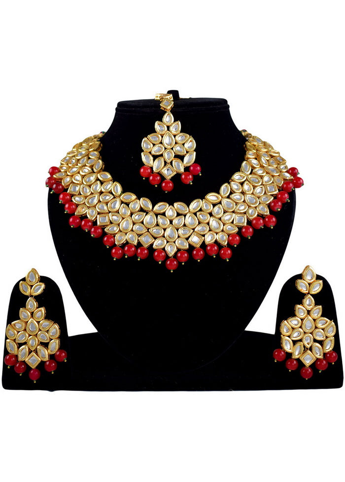 Hand Crafted Base Metal Alloy Gold Plated Kundan Stone Studded Jewellery Sets - Indian Silk House Agencies