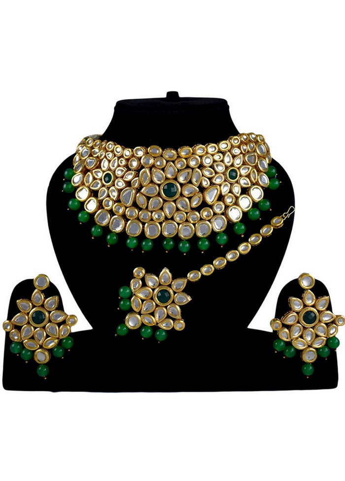 Hand Crafted Base Metal Alloy Gold Plated Kundan Stone Studded Jewellery Sets - Indian Silk House Agencies