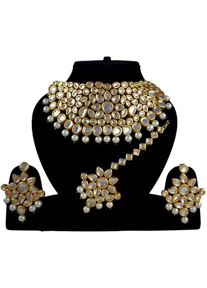 Hand Crafted Base Metal Alloy Gold Plated Kundan Stone Studded Jewellery Sets - Indian Silk House Agencies