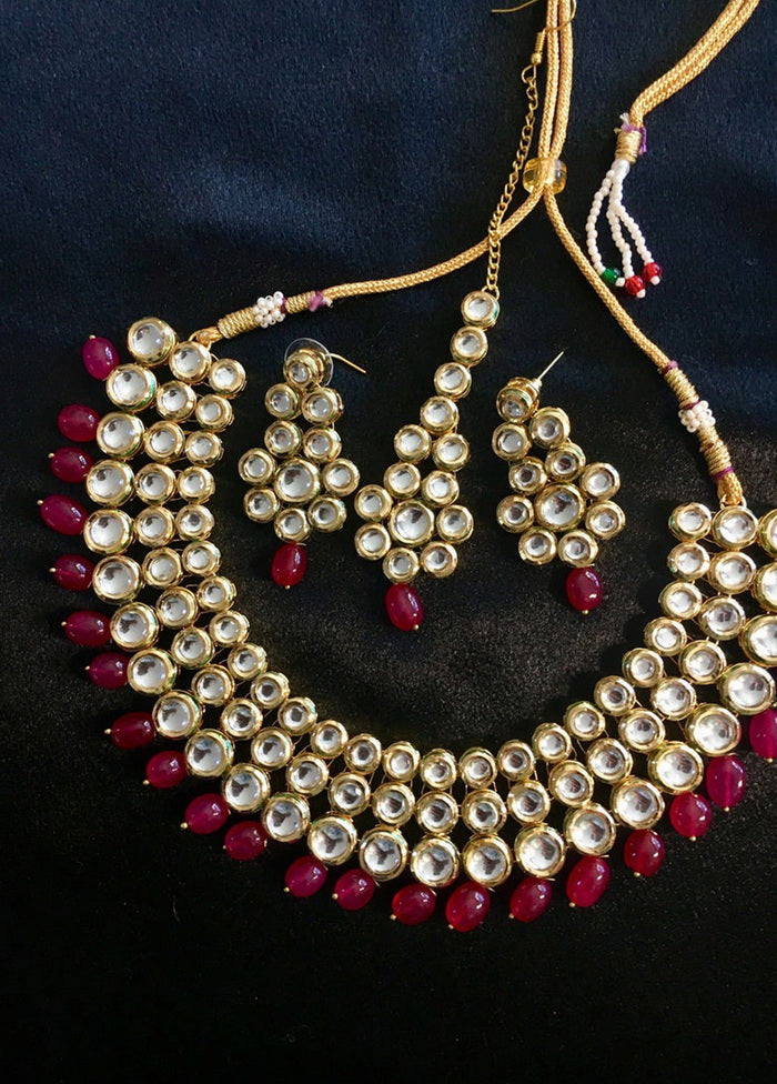 Hand Crafted Base Metal Alloy Gold Plated Kundan Stone Studded Jewellery Sets - Indian Silk House Agencies