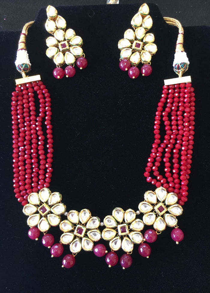 Hand Crafted Base Metal Alloy Gold Plated Kundan Stone Studded Jewellery Sets - Indian Silk House Agencies