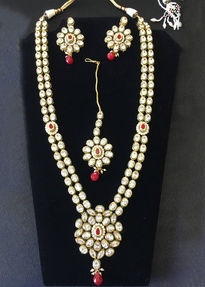 Hand Crafted Base Metal Alloy Gold Plated Kundan Stone Studded Jewellery Sets - Indian Silk House Agencies