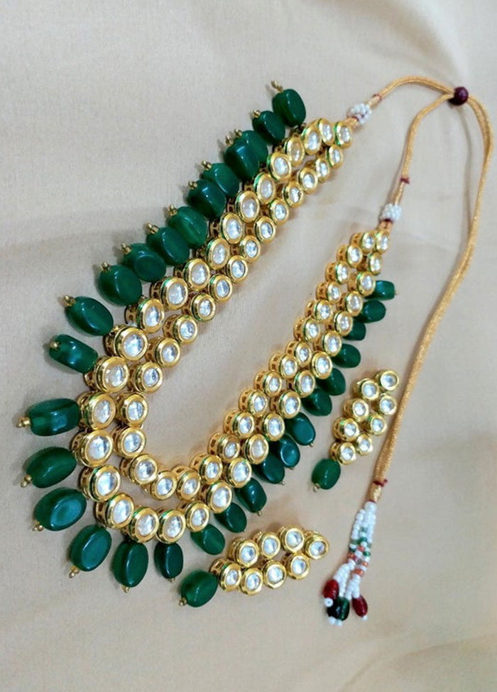 Hand Crafted Base Metal Alloy Gold Plated Kundan Stone Studded Jewellery Sets - Indian Silk House Agencies