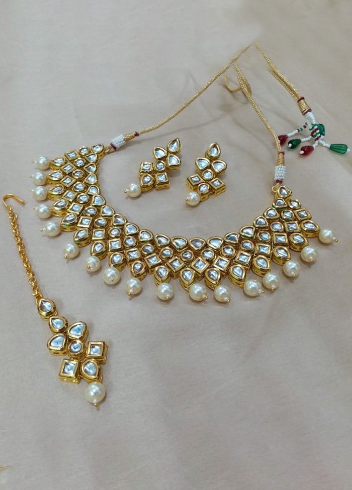 Hand Crafted Base Metal Alloy Gold Plated Kundan Stone Studded Jewellery Sets - Indian Silk House Agencies