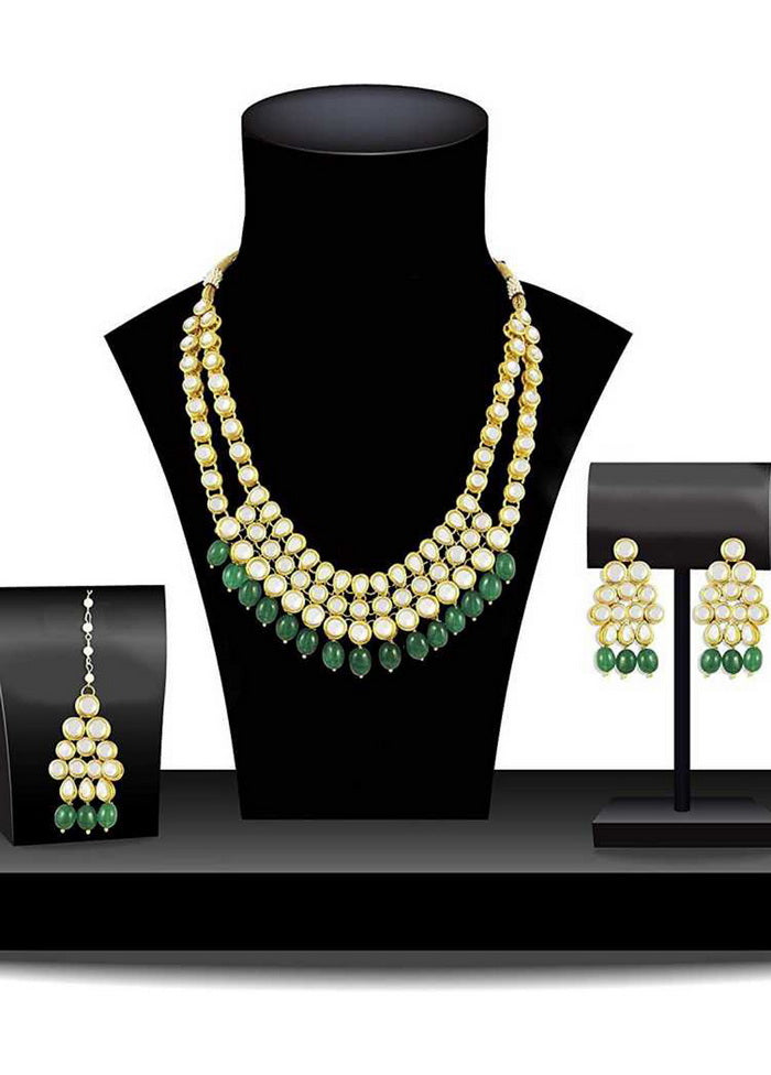 Hand Crafted Base Metal Alloy Gold Plated Kundan Stone Studded Jewellery Sets - Indian Silk House Agencies