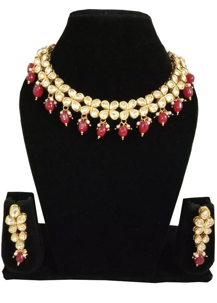 Hand Crafted Base Metal Alloy Gold Plated Kundan Stone Studded Jewellery Sets - Indian Silk House Agencies