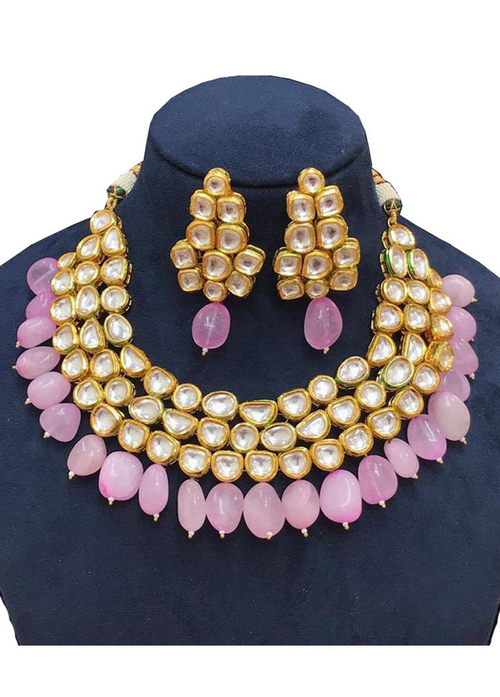 Hand Crafted Base Metal Alloy Gold Plated Kundan Stone Studded Jewellery Sets - Indian Silk House Agencies